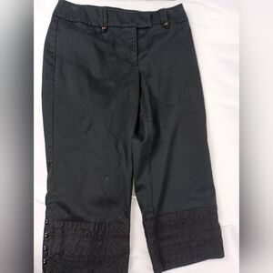 2/$30 Black TRIBAL Cropped Pants‎ with Lace Hem-(#1,392)